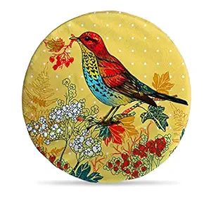 DreamVio Round Cushion/Foam Cushion Velvet Fabric Suitable for Wheelchair, Car Seat, Home, Outing Purpose (Multicolour, 14 x 14 inch) Design 20