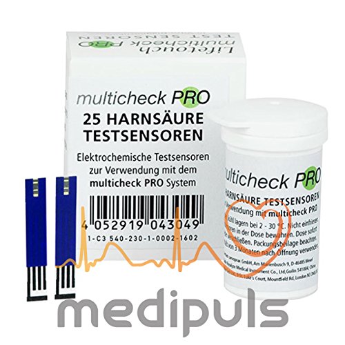 multicheck PRO - Sensores de ácido úrico, 25 Pruebas 