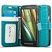 Produktbild Moto E3 Hülle, J&D [Handytasche mit Standfuß] [Slim Fit] Robust Stoßfest Aufklappbar Tasche Hülle für Motorola Moto E3 - Türkis