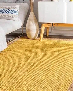 Samarth Handmade Woven Rectangle Carpet for Living Room with Yellow Color 3X5 FT