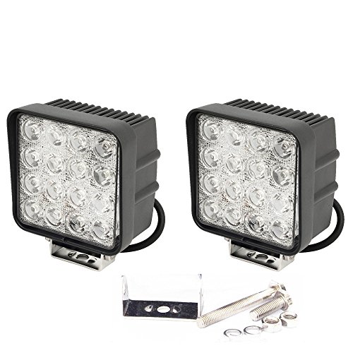 slpro® 2 x LED 48 W Phare de travail Projecteur Spotlight Offroad Projecteur à réflecteur LED 3800Lm Projecteur de travail en aluminium Noir --Tracteur --Pelle Jardin Hall d'atelier, etc.