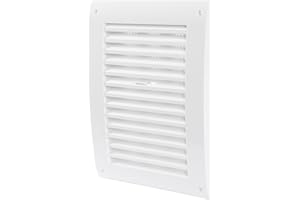 Repa Market White Adjustable Ventilation Grill - Louvered Air Vent Covers for Walls, Ceiling Outside and Inside - 250 x 170 mm / 9.84" x 6.69" Inch - Bathroom, Shed Ventilation Cover with Mesh Screen