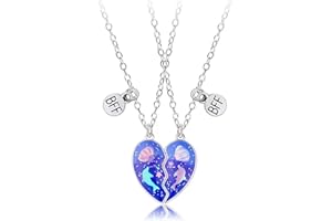 VISXCNU collares de la amistad, Amistad Colgante Collar Conjunto Mejores Amigos Collar BFF Collar Corazón Púrpura Amistad Collar para 2 Niñas Regalo de Cumpleaños para Mejores Amigos(océano)