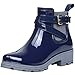 Produktbild ukStore Damen Gummistiefel Regenstiefel Kurzschaft Stiefel Blockabsatz Chelsea Boots Rain Schuhe, Blau 40