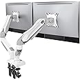 HUANUO Monitor Mount for 2 Monitors, 13-30 Inch Screens, 9 kg Load Capacity, 2 Mounting Options, VESA 75/100, White