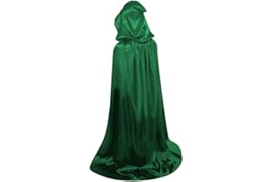 HAPNBCELE Cloak with Hood Men Women Satin Cape Witch Vampire Costume for Medieval Renaissance Halloween Cosplay Costume