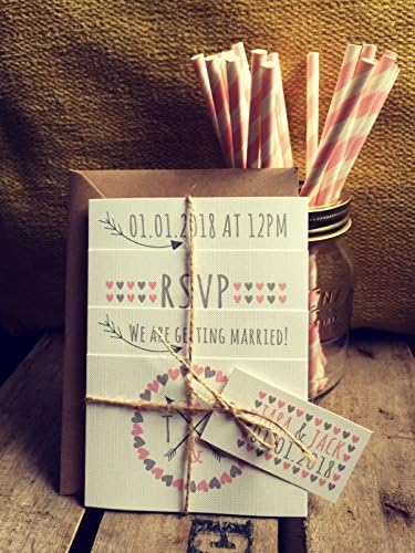 Photo Set Wedding Invitations - Rustic Wedding Invites with Matching Envelopes - Rustic Wedding Invitation Set - Personalised Rustic Wedding Invitations. Save The Date Cards are Available for this Set (50)