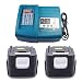 Produktbild 2 X Akku BL1430 14,4 Volt 3,0Ah Li-ion + Ladegeräte DC18RA DC18RC 195584-2 14,4V ~ 18V 1.5A Ladezeit 90 Min