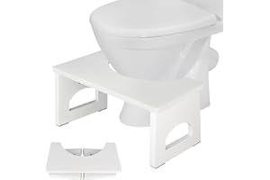 RayLove Physiologischer Toilettenhocker aus Holz, Klappbarer Toilettenhocker aus Holz, 35 Grad strapazierfähiger C förmiger Hocker (Weiß)