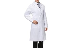 MAKFORT White Lab Coat for Women - Doctor Uniform, Food Coat, Lab Dress, V-Neck