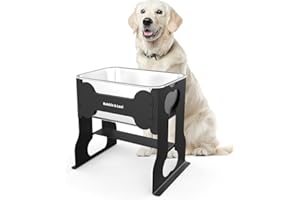 BOBBIE & LAXI 9.1 L Raised Dog Bowl Made of Stainless Steel with Base, 40 cm High for Large Dog Breeds, Sturdy Metal Feeding Area for Joint Relief, Easy to Clean for Indoor and Outdoor Use