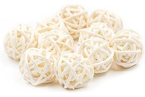 ANJING Bunte Rattan-Kugeln für Hochzeit, Weihnachten, Party, Hängedekoration, 2 cm, Weiß, 30 Stück
