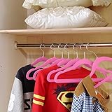 HOMFA Kinder 40er Kleiderbügel 30cm Samtkleiderbügel für Kinder und Baby mit Samt überzogen Draht Haken drehbar Antirutsch (40er rosa) - 5