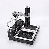 ღ. Diese Überarbeitungsstation ist ESD-sicher und besteht aus Metall und ist mit einer statisch ableitfähigen Farbe beschichtet. Sie ermöglicht das Löten und Entlöten von BGA, Mini-BGA, QFP, SOP, PLCC oder SOJ.