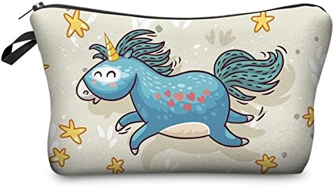 Smallbox 3D Printed Cute Funny Unicorn Mandala Pattern Multifunction Makeup Pouch Cosmetic Toilet Bag Pencil Case For Teenage Girls (22cm*13.5cm) (star unicorn)