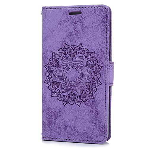Funda Libro Huawei P8 Lite 2015  Funda Billetera  Lanveni Carcasa de Impresi  n Cuero PU con Carcasa TPU Interna  Cierre Magn  tico y Funci  n de Soporte  Dese  o de t  tem - Funda Violeta   L  piz capacitivo   Tap  n antipolvo 