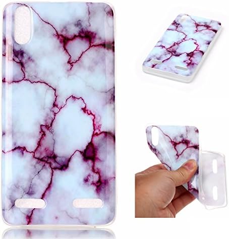 Lenovo A6010/A6000 Marble Case Cover, Cozy Hut Soft Back Cover for Lenovo A6010/A6000 Silicone Case Ultra Thin Anti-Scratch Shock Proof Silicone Rubber TPU Bumper Protective Back Case Cover with Cool Marble Stone Print Pattern for Lenovo A6010/A6000 5,0 inch - Red marble