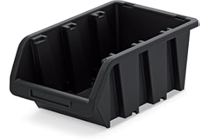 IMJ-GLOBAL Set di 16 Contenitori a Bocca di Lupo | 23x16x12 cm | Impilabili | Sovrapponibili | Nero | in Plastica