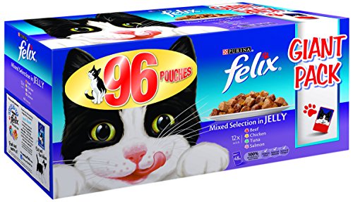 Felix Mixed Selection in Jelly Wet Cat Food Pouch, 100 g (Pack of 96)
