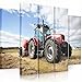 Produktbild Feeby. Leinwandbild - 5 Teile - Bilder, Wand Bild, Wandbilder, Kunstdruck XXL, 5-Teilig, Typ B, 150x100 cm, SCHLEPPER, ROT, BLAU, BRAUN