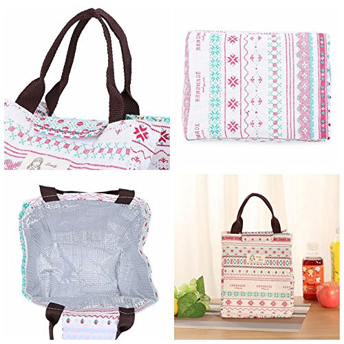WAWJ Lunch-Paket Lunch Tote Isoliertasche Kühltasche Lunchbox Lunch Tasche Mittagessen Beutel Picknicktasche Thermal Mittagessen Tasche (Blume) - 6