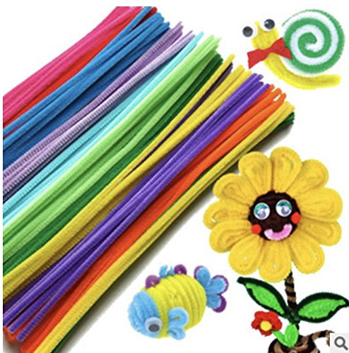 300 Stück Pfeifenreiniger DIY Pfeifenreiniger Set, 15 Farben und mit 100 Wackelaugen als Geschenken - 3