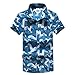 Produktbild Malloom® Hawaiihemd Druck T-Shirt Sport Tees Schnell trocknend Bluse Strand Top Männer Strand Print Shirt Außenhandel Casual Kurzarm Shirt (L, blau)