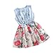 Internet Baby Girls Tutu Denim Dress Short Sleeve Lace Princess Party Skirts for 1-6 Years Old