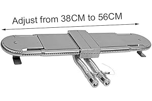Attachcooking BBQ Edelstahl Ersatzteile einstellbar Universal BBQ Grill Oblong Tube Brenner (Einstellen von 38 cm auf 56 cm)