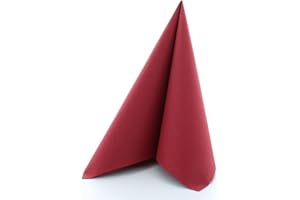 Mank Airlaid Servietten 40x40 cm, Dunkelrot, weinrot Premium Einweg Serviette, Papierservietten stoffähnlich Hochzeitsdeko Hochzeit 50 Stück Bordeaux rot