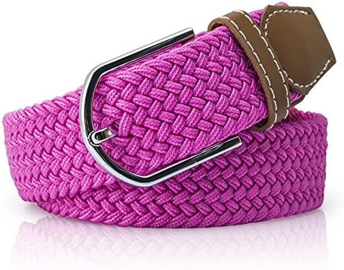 LLZPD Leather Belt/Canvas/Belt/Lady/Elastic/Male/Youth/Elastic/Woven/Pin Buckle/Adolescent/Student/Couple/Belt/Birthday/Gift/Valentine/Couple, Rose Red, 110Cm