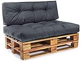 Easysitz Palettenkissen Set Palettensofa Palettenpolster Palettenauflagen Sofa Kissen Polster Auflage Indoor Outdoor Gesteppt für 120 x 80 cm Europaletten (Set 1: Sitzkissen+Rückenkissen - Dunkelgrau)