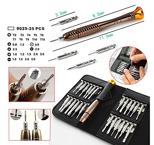 Drillpro Mini Gehärtet Schraubendreher Set 25-teilig Präzisions Minischraubenziehern Magnetisierbar, Torque, Schlitz, Kreuzschlitz, Etui für die Elektronik iPhone PC Laptop Werkzeugset - 2