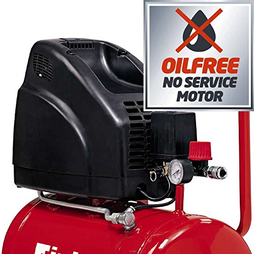 Einhell Kompressor TH-AC 200/24 OF (1,1 kW, 24 L, Ansaugleistung 140 l / min, 8 bar, ölfrei, große Räder und Haltebügel) - 6