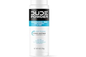 DUDE WIPES DUDE Body Powder, Fragrance Free 4 Ounce Bottle Natural Deodorizers With Chamomile & Aloe, Talc Free Formula, Corn-Starch Based Daily Post-Shower Deodorizing Powder for Men