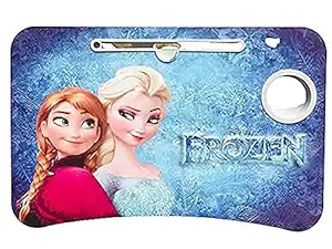 PURVASHI Frozen Table Foldable Laptop Cartoon Printed Kids Study Table for Children Bed Table for Breakfast, Kids Activity Table with Tablet Stand and Cup Holder (Frozen)