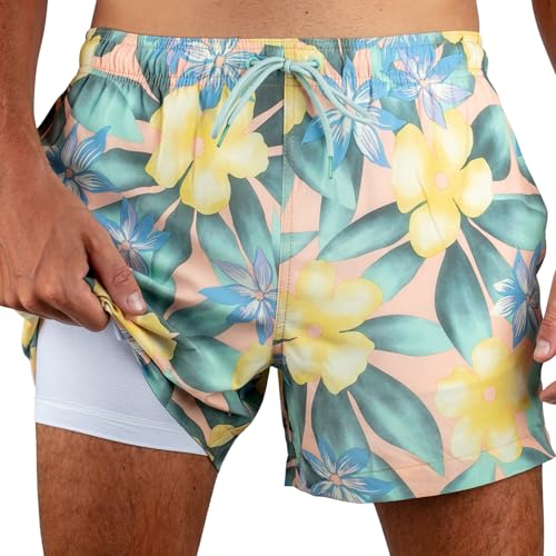 Kanu Surf 5” Adventure Men’s Swim Trunks – UPF 50+ Quick-Dry Bathing Suit Shorts with Pockets & Compression Liner (2X)