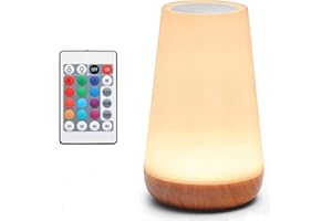 ASANMU Veilleuse LED, LED Lampe de Chevet, Veilleuse Rechargeable Lampe, Lampe Nuit Colorée Toucher, Télécommande, Luminosité Réglable, pour Chambre à Coucher, Salon, Cadeau Pour Enfant/Mama