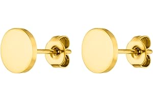PURELEI® Coin Ohrringe (Gold, Silber), Damen und Herren Ohrringe aus langlebigem Edelstahl, Kleine Wasserfeste Runde Unisex-Ohrstecker, 7,5 mm Durchmesser