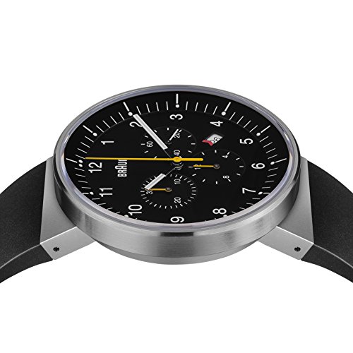 Braun Men's Quartz Analogue Display Watch with Black Dial and Black Rubber Strap