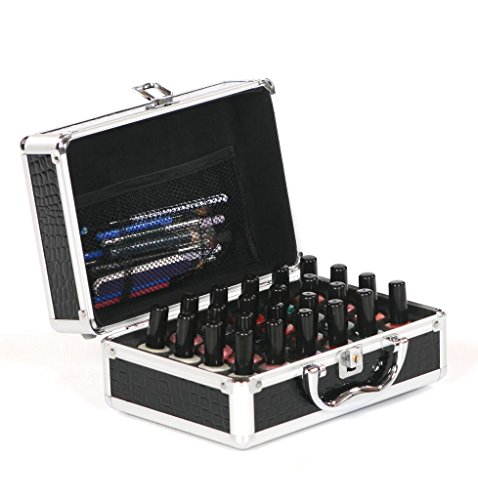 Urbanity Nail Polish Bottle Varnish Beauty Cosmetic Makeup Vanity Carry Case Briefcase Box Black