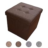 hocker braun kunstleder Faltbarer und platzsparender Sitzhocker mit 40L Stauraum für Bücher, CDs, Spielzeug und mehr.