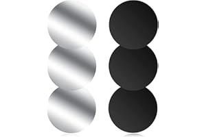 Czkonore Metallplatte Metallplättchen Selbstklebend, 6 Stück Handy Metall Platte Selbstklebende Set, Mit Starkem Kleber für Magnete Kfz Zubehör Handy Handyhalterung Auto, Schwarz + Silber