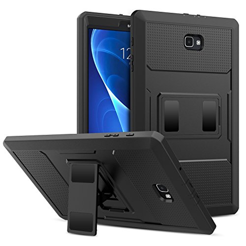 MoKo Galaxy Tab A 10.1 Hülle - [Heavy Duty] Ganzkörper-Rugged Hybrid Stand Cover Schutzhülle mit integriertem Displayschutz für Samsung Galaxy Tab A 10.1" (2016) Wi-Fi/ LTE T580N / T585N, Schwarz