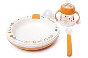 Suavinex 306448 Set Pappa Svezzamento con Piatto Termico e Biberon, 3 pezzi - 250 g Silicone