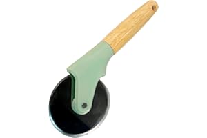 Fackelmann Ocean Cortador de Pizza, Cuchilla Muy Afilada de Acero Inoxidable, Agarre Cómodo y Eficiente, Mango de Madera con Certificación FSC, 22x8,5 cm, Color Verde Agua, 1 ud.