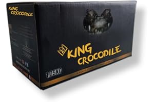 King Crocodile Kokosnuss Kohle mit Langer Brenndauer I 27x27mm Nachhaltige Naturkohle I wenig Asche I geringer Rauchentwicklung I Grillkohle I Kohle Würfel in Premium Qualität (Consumer, 1kg)