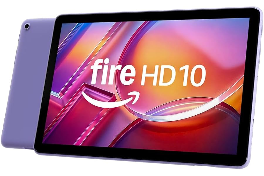 Amazon Fire HD 10 tablet (newest gen), built for relaxation, 10.1" vibrant Full HD screen, octa-core processor, 3 GB RAM, up to 13-h battery life, (2023 release), 32 GB, Lilac, with adverts