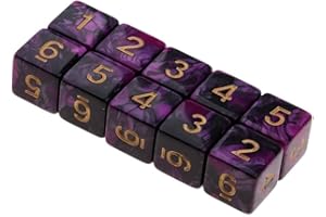 Yourandoll 10 pièces dés polyédriques D6 dés 6 Faces de Jeux de dés en Acrylique pour DND Dice RPG MTG Table Jeux (Purple Black)