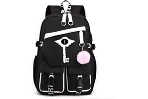 LKY STAR Cartoon Hazbin Hotel School Backpack Cute School Bag for Women Girl Laptop Rucksack for Travel Outing with Plush Pendant
